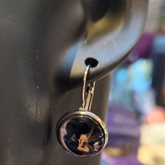 Fairy Earrings 3D Fairy Talking to the Moon Earring Resin Bubble NWT - Picture 3 of 7